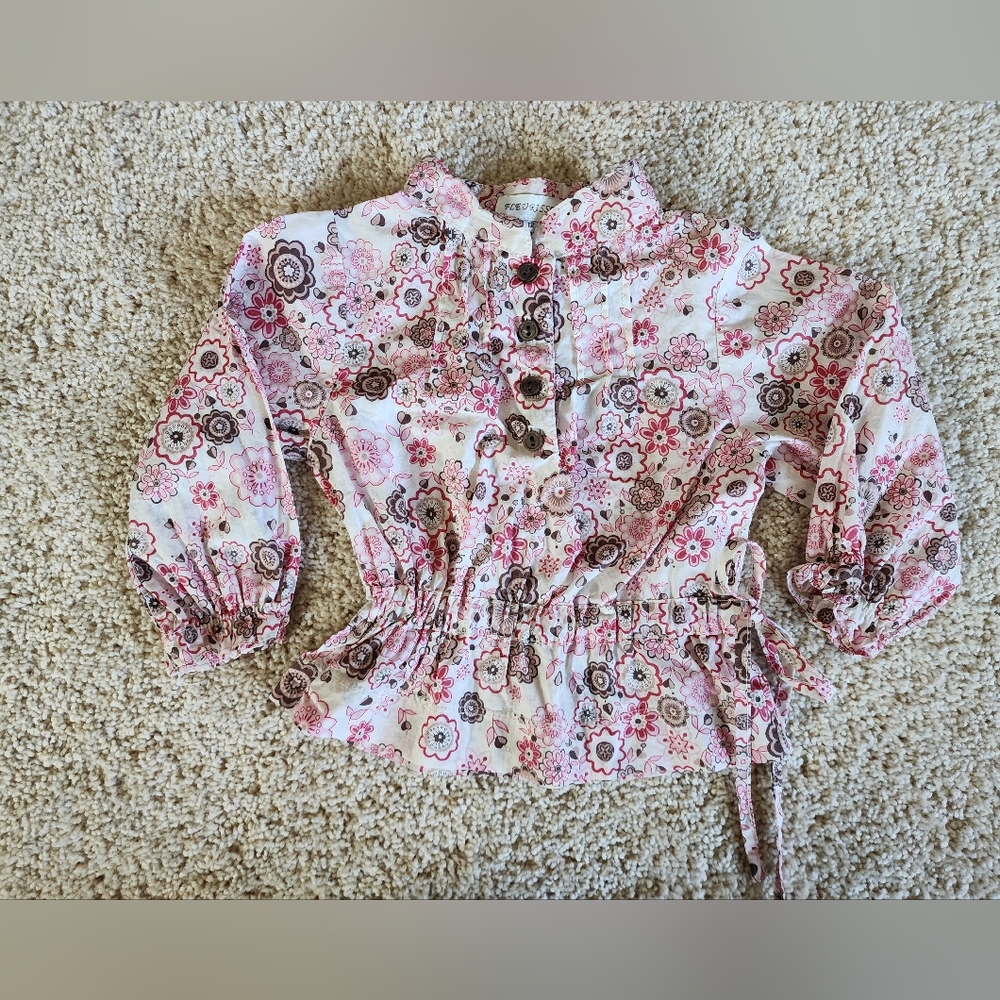 Fleurisse Girls 12 MO.  Long Sleeve Top Designed In FRANCE 100% cotton